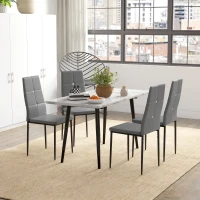 HOMCOM Set of 4 Modern Style Dining Chairs, Button Tufted High Back Side Chairs with Upholstered Seat, Steel Legs for Living Room, Kitchen, Study, Bedroom, Grey(m-1)