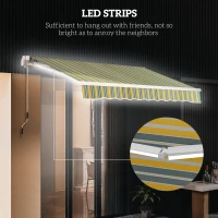 Outsunny 10' x 6.5' Manual Retractable Awning with LED Lights, Aluminum Frame Sun Canopies for Patio Door Window, Yellow/Grey(m-4)