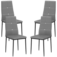 HOMCOM Set of 4 Modern Style Dining Chairs, Button Tufted High Back Side Chairs with Upholstered Seat, Steel Legs for Living Room, Kitchen, Study, Bedroom, Grey(m-11)