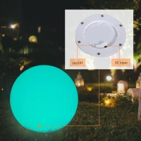 HOMCOM 12" RGB Outdoor LED Ball Light Waterproof Rechargeable Adjustable Color Changing Globe Orb Lamp With Remote Control(m-5)
