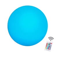 HOMCOM 12" RGB Outdoor LED Ball Light Waterproof Rechargeable Adjustable Color Changing Globe Orb Lamp With Remote Control(m-1)