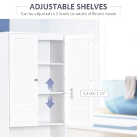 HOMCOM Tall Bathroom Storage Cabinet, Slim Bathroom Cabinet with 4 Shutter Doors and Adjustable Shelves, Toilet Vanity Cabinet, Narrow Organizer, White(m-7)