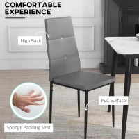 HOMCOM Set of 4 Modern Style Dining Chairs, Button Tufted High Back Side Chairs with Upholstered Seat, Steel Legs for Living Room, Kitchen, Study, Bedroom, Grey(m-5)