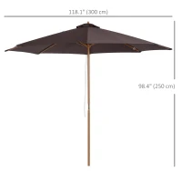 Outsunny 10' x 8' Wooden Patio Umbrella Garden Parasol Outdoor Sunshade Canopy with Bamboo Rib for Outdoor Coffee(m-3)