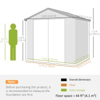 Outsunny 8' x 6' Plastic Garden Storage Shed with Latch Door, Vents, Sloped Roof, Light Grey(m-3)
