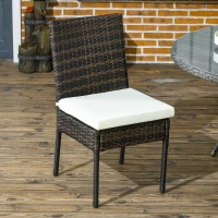 Outsunny PE Rattan Outdoor Dining Chairs with Cushion, Patio Wicker Dining Chair with Backrest, Brown(m-7)