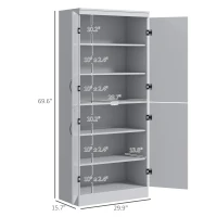 HOMCOM 70" Kitchen Cabinet, 6-Tier Pantry Cabinet with Adjustable Shelves and 4 Doors for Dining Room, Gray(m-3)