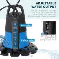 Outsunny Pool Cover Pump, 1/4 HP Sump Pump with 32.8ft Power Cord for Swimming Pool Spa Hot Tub Pond Basement Yard Flood, 1050 GPH Max Flow(m-5)