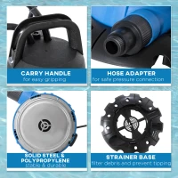 Outsunny Pool Cover Pump, 1/4 HP Sump Pump with 32.8ft Power Cord for Swimming Pool Spa Hot Tub Pond Basement Yard Flood, 1050 GPH Max Flow(m-6)