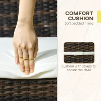 Outsunny PE Rattan Outdoor Dining Chairs with Cushion, Patio Wicker Dining Chair with Backrest, Brown(m-4)