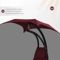 Outsunny Outdoor Hammock Chair with Stand, Floating Chaise Lounge Chair with Soft Padded Cushion, Hanging Hammock Swing Reclining Seat with Canopy Umbrella, Wine Red(m-5)