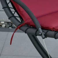 Outsunny Outdoor Hammock Chair with Stand, Floating Chaise Lounge Chair with Soft Padded Cushion, Hanging Hammock Swing Reclining Seat with Canopy Umbrella, Wine Red(m-10)