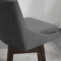 HOMCOM Bar Height Bar Stools Set of 2, Armless Upholstered Swivel Barstools Chairs with Soft Padding Cushion and Wood Legs, Dark Gray(m-9)