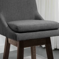HOMCOM Bar Height Bar Stools Set of 2, Armless Upholstered Swivel Barstools Chairs with Soft Padding Cushion and Wood Legs, Dark Gray(m-8)