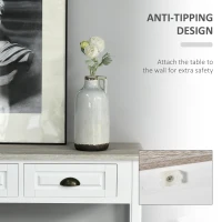 HOMCOM Console Table with 2 Storage Drawers and Open Shelf, Vintage Distressed Sofa Table for Hallway, Living Room, Bedroom, White(m-5)