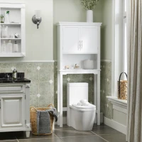 kleankin Over the Toilet Storage, Bathroom Cabinets Over Toilet, Cabinet Above Toilet with Doors and Shelves(m-1)