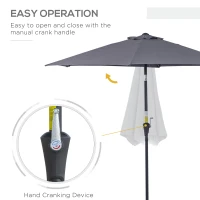 Outsunny 8.5FT Patio Umbrella, Round Garden Parasol with 6 Ribs, Market Sunshade Tilt Canopy w/ Crank Handle for Outdoor, Grey(m-4)