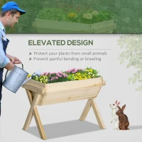 Outsunny Elevated Planter Box with Legs, Wooden Raised Garden Bed with Bed Liner and Drainage Holes, for Backyard, Patio to Grow Vegetables, Herbs, and Flowers(m-7)
