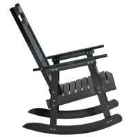 Outsunny 2 Pieces Wood Patio Bistro Set, Outdoor Rocking Chair Set with Armrests and High Back Rocking Chair and Portable Side Table, for Indoor, Outdoor, Patio, Backyard, Black(m-15)