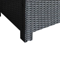 Outsunny Rattan Coffee Table, Patio Side Table, Hand-woven Wicker Furniture with Tempered Glass Top Outdoor Garden Patio, Black(m-7)