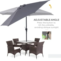 Outsunny 8.5FT Patio Umbrella, Round Garden Parasol with 6 Ribs, Market Sunshade Tilt Canopy w/ Crank Handle for Outdoor, Grey(m-5)