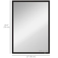 HOMCOM 22" x 30" Bathroom Mirror for Wall, Rectangular Mirror for Living Room, Bedroom, Entryway, Black(m-3)