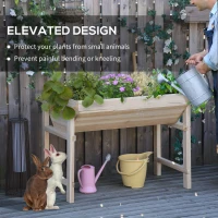 Outsunny 43" x 24" Raised Garden Bed, Wooden Elevated Planter Box with Non-Woven Fabric for Vegetable, Flower, Herb in Patio, Backyard and Balcony, Natural(m-5)