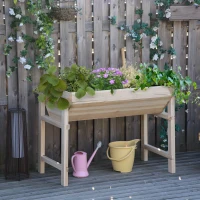 Outsunny 43" x 24" Raised Garden Bed, Wooden Elevated Planter Box with Non-Woven Fabric for Vegetable, Flower, Herb in Patio, Backyard and Balcony, Natural(m-1)