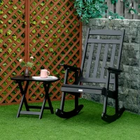 Outsunny 2 Pieces Wood Patio Bistro Set, Outdoor Rocking Chair Set with Armrests and High Back Rocking Chair and Portable Side Table, for Indoor, Outdoor, Patio, Backyard, Black(m-8)