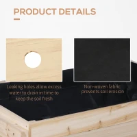Outsunny 43" x 24" Raised Garden Bed, Wooden Elevated Planter Box with Non-Woven Fabric for Vegetable, Flower, Herb in Patio, Backyard and Balcony, Natural(m-6)