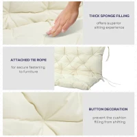 Outsunny 2 Seater Garden Bench Cushion, Soft Thick Outdoor Non-Slip 2 Seater Soft Pad With Backrest for Garden Patio, 52" x 43" x 4", Beige(m-6)
