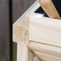 Outsunny 43" x 24" Raised Garden Bed, Wooden Elevated Planter Box with Non-Woven Fabric for Vegetable, Flower, Herb in Patio, Backyard and Balcony, Natural(m-10)