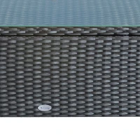 Outsunny Rattan Coffee Table, Patio Side Table, Hand-woven Wicker Furniture with Tempered Glass Top Outdoor Garden Patio, Black(m-6)