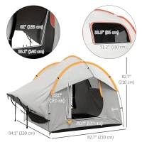 Outsunny 2000mm Waterproof SUV Tent, Car Tent with 3 Doors and Mesh Window, for 5-6 Person Camping Travel, Grey and Orange(m-3)