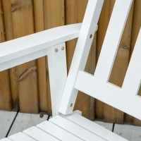 Outsunny 2 Pieces Wood Patio Bistro Set, Outdoor Rocking Chair Set with Armrests and High Back Rocking Chair and Portable Side Table, for Indoor, Outdoor, Patio, Backyard, White(m-10)