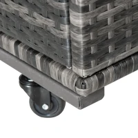 Outsunny Rolling Pool Storage Rattan Patio Furniture Outdoor Storage Wicker Organizer for Floats, Paddles, Balls, Towels, Grey(m-10)