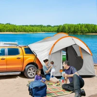 Outsunny 2000mm Waterproof SUV Tent, Car Tent with 3 Doors and Mesh Window, for 5-6 Person Camping Travel, Blue and Orange(m-1)