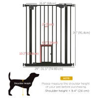 PawHut 36" Easy Open Indoor Dog Gates for Doorways, House, Stair - Black(m-3)