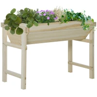 Outsunny 43" x 24" Raised Garden Bed, Wooden Elevated Planter Box with Non-Woven Fabric for Vegetable, Flower, Herb in Patio, Backyard and Balcony, Natural(m-2)