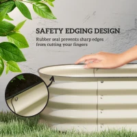 Outsunny 3.4' x 2' x 1' Galvanized Raised Garden Bed Kit, Metal Planter Box with Safety Edging, Cream(m-6)