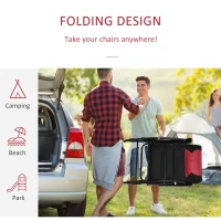 Outsunny Folding Rocking Chair Set of 2 Padded Rockers with Armrest, Red & Black(m-4)