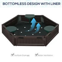 Outsunny DIY Kids Sandbox with Waterproof Oxford Cover, Sand Playset Station with Bottom Fabric Liner, for 3-12 Years Old, Outdoor Indoor Backyard, Brown(m-6)