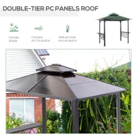 Outsunny Outdoor Hardtop Grill Gazebo Cooking BBQ Canopy w/ 6 Hooks for Utensils and Double Vented PC Roof, Coffee(m-4)