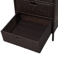 Outsunny 32" Poolside Rattan Wicker Patio Organizer Storage Cabinet Bathroom Storage w/ 3 Large Drawers Garden Outdoor(m-7)
