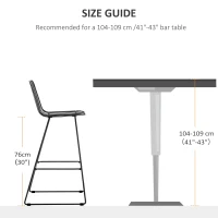 HOMCOM Modern Bar Stools, Metal Wire Bar Height Barstools, 30" Seat Height Bar Chairs for Kitchen with Back and Footrest, Set of 2, Black(m-7)