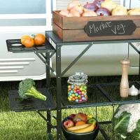 Outsunny Folding Camp Kitchen, Camping Table Cooking Station with Adjustable Lamp Stand(m-9)