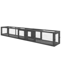 PawHut Wooden 98" Cat Tunnel for Outdoor with Combinable Design, 8 Doors, Dark Gray