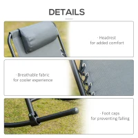 Outsunny 2 Piece Outdoor Rocking Chair Set, Patio Folding Lawn Rocker Set with Headrests for Yard, Patio, Deck, Backyard, Gray(m-5)