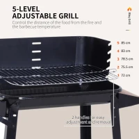 Outsunny Trolley Charcoal BBQ Barbecue Grill Outdoor Patio Garden Heating Smoker with Side Trays Storage Shelf and Wheels(m-7)
