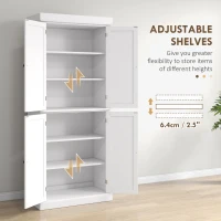 HOMCOM 72" Kitchen Cabinet, Pantry Storage Cabinet with Doors and Shelves, Freestanding Food Pantry Cabinet, White(m-5)